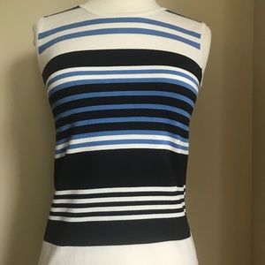 NWOT Cream, black, and blue striped tank